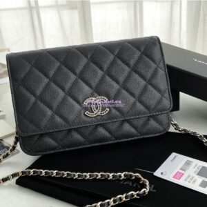 Replica Chanel Wallet On Chain WOC with Strass and Gold hardware AP3395 Black 2
