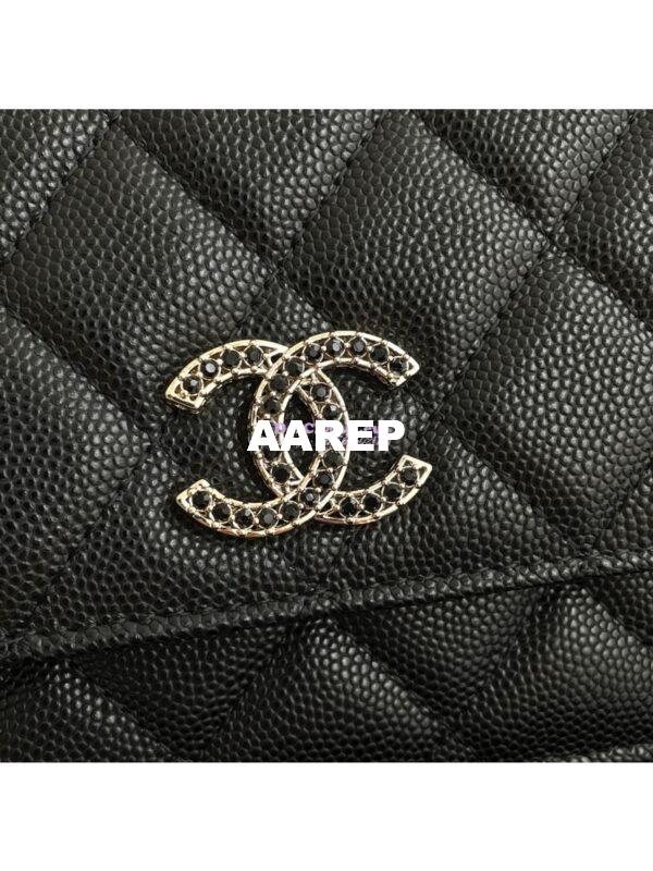 Replica Chanel Wallet On Chain WOC with Strass and Gold hardware AP3395 Black 6