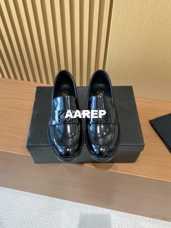 Replica Chanel CC Black Metal Moccasins in Calfskin G45156 Black 3