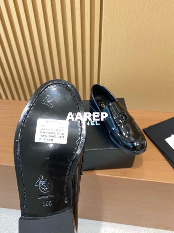 Replica Chanel CC Black Metal Moccasins in Calfskin G45156 Black 11