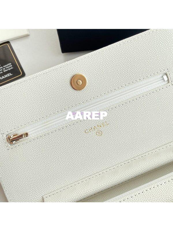 Replica Chanel Wallet On Chain WOC with Strass and Gold hardware AP3395 White 7