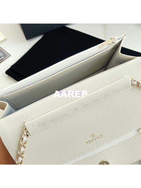 Replica Chanel Wallet On Chain WOC with Strass and Gold hardware AP3395 White 11