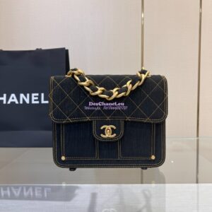 Replica Chanel Denim Chain Backpack AS4031 Black