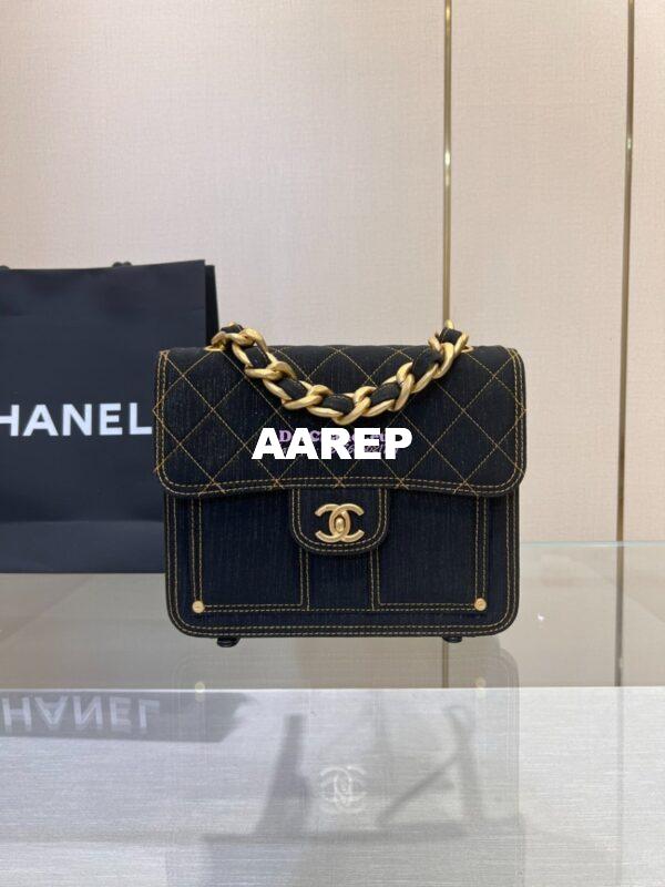 Replica Chanel Denim Chain Backpack AS4031 Black