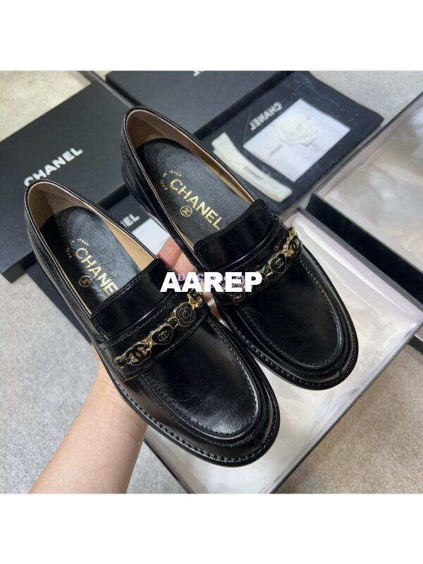 Replica Chanel 24P Moccasins Calfskin & Metal G45785 Black 6