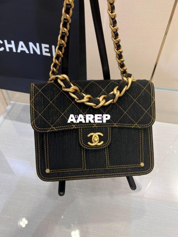 Replica Chanel Denim Chain Backpack AS4031 Black 2