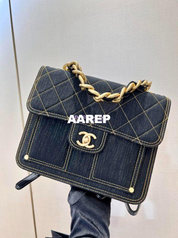 Replica Chanel Denim Chain Backpack AS4031 Black 3