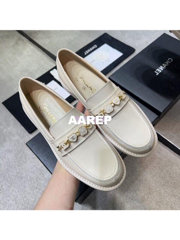 Replica Chanel 24P Moccasins Calfskin & Metal G45785 Creme 8