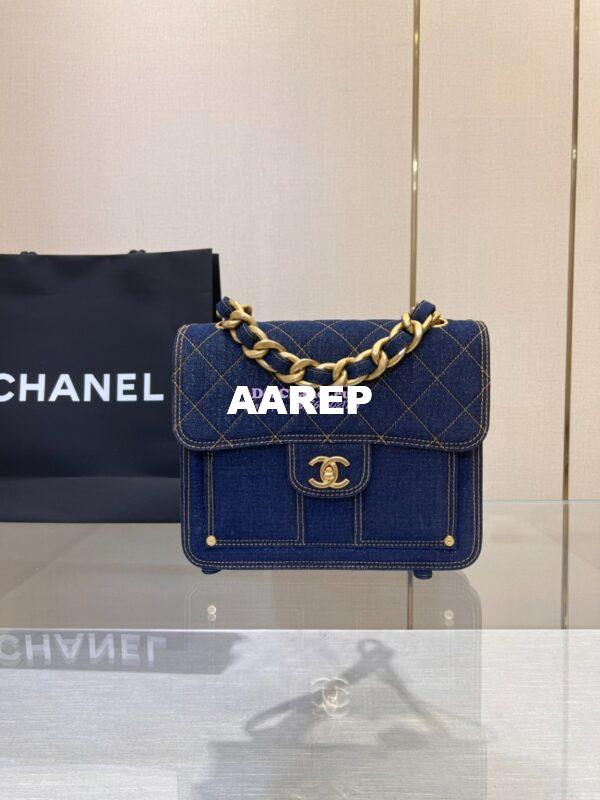 Replica Chanel Denim Chain Backpack AS4031 Blue