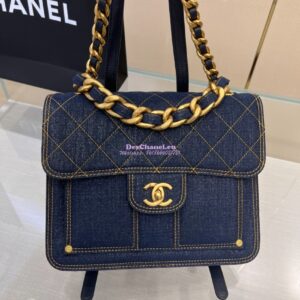 Replica Chanel Denim Chain Backpack AS4031 Blue 2