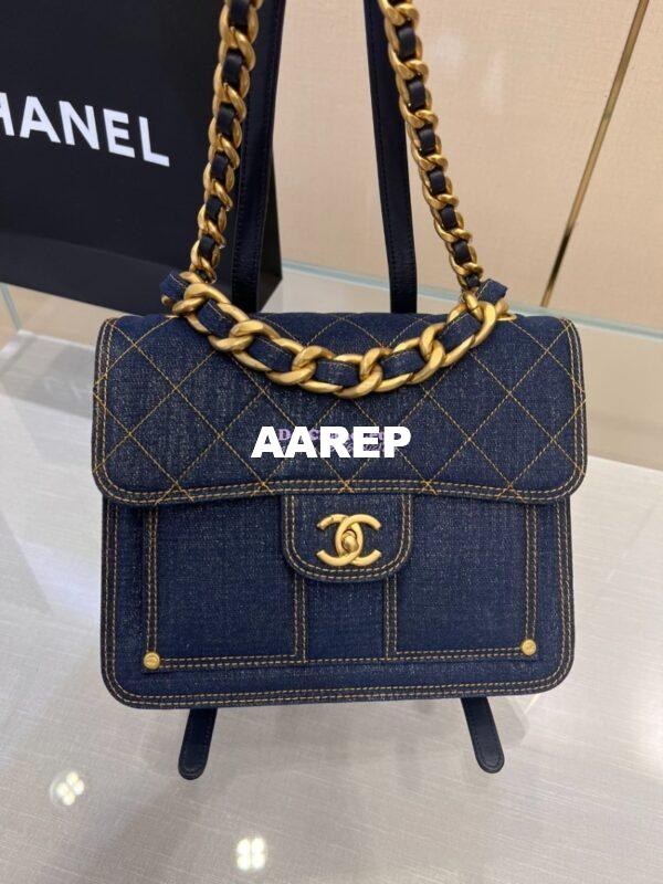 Replica Chanel Denim Chain Backpack AS4031 Blue 2