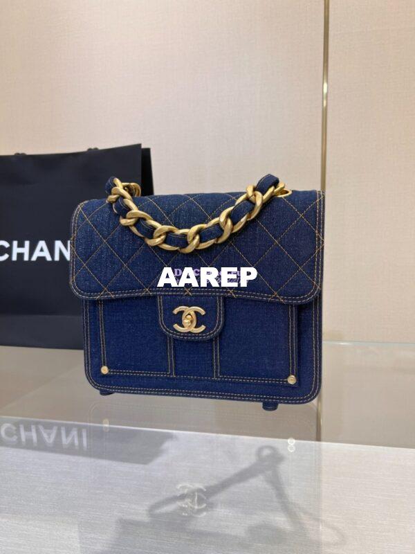 Replica Chanel Denim Chain Backpack AS4031 Blue 3