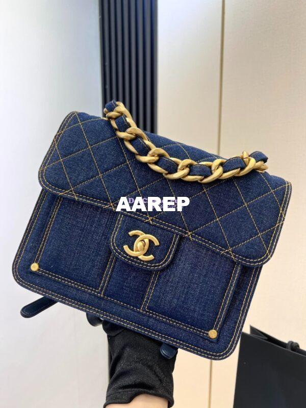 Replica Chanel Denim Chain Backpack AS4031 Blue 4