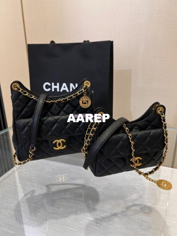 Replica Chanel Small Hobo Bag Grained Calfskin AS3710 Black