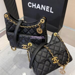 Replica Chanel Small Hobo Bag Grained Calfskin AS3710 Black 2