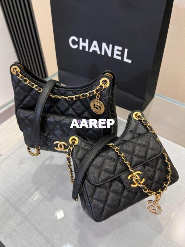 Replica Chanel Small Hobo Bag Grained Calfskin AS3710 Black 2