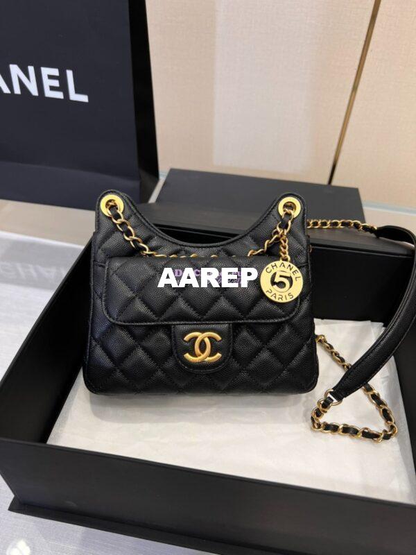 Replica Chanel Small Hobo Bag Grained Calfskin AS3710 Black 4