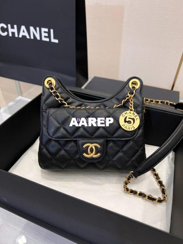 Replica Chanel Small Hobo Bag Grained Calfskin AS3710 Black 6