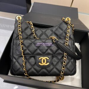Replica Chanel Hobo Bag Grained Calfskin AS3690 Black 2
