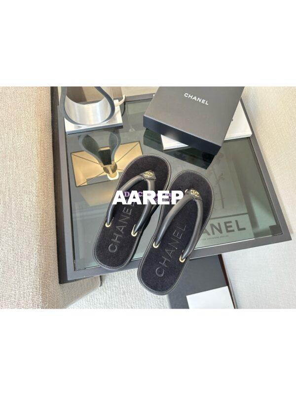 Replica Chanel 24C Thong Sandals G45517 black 10