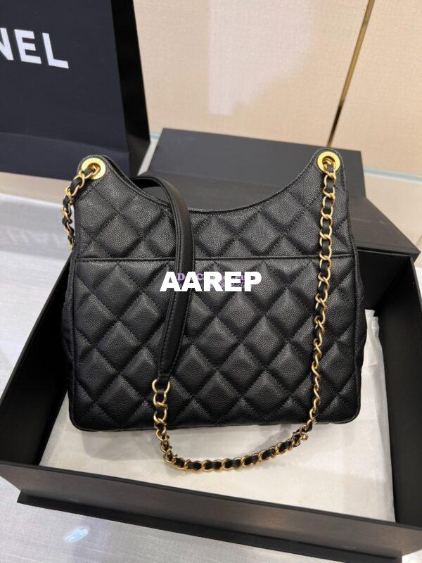 Replica Chanel Hobo Bag Grained Calfskin AS3690 Black 13