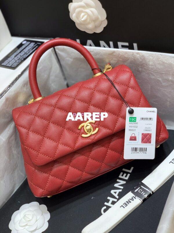 Replica Chanel Coco Grained Calfskin Flap Bag Red A92991 3