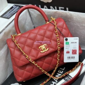 Replica Chanel Coco Grained Calfskin Flap Bag Red A92991 2