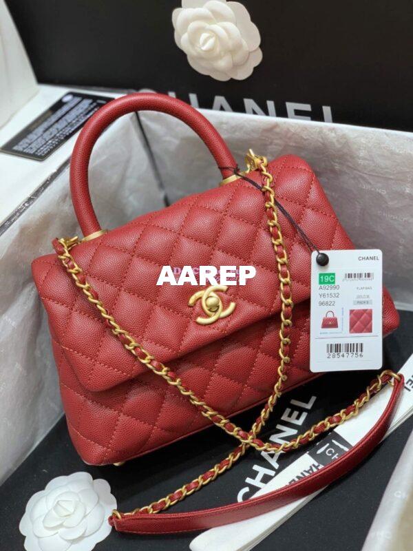 Replica Chanel Coco Grained Calfskin Flap Bag Red A92991 4