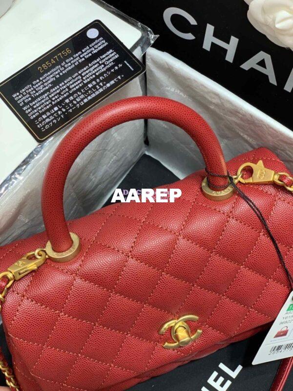 Replica Chanel Coco Grained Calfskin Flap Bag Red A92991 5