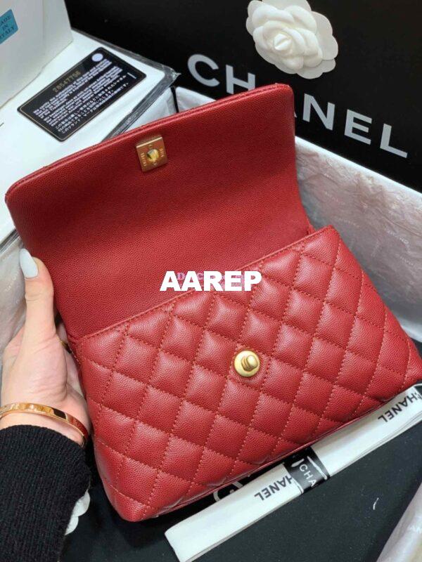 Replica Chanel Coco Grained Calfskin Flap Bag Red A92991 8