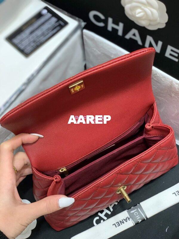 Replica Chanel Coco Grained Calfskin Flap Bag Red A92991 9