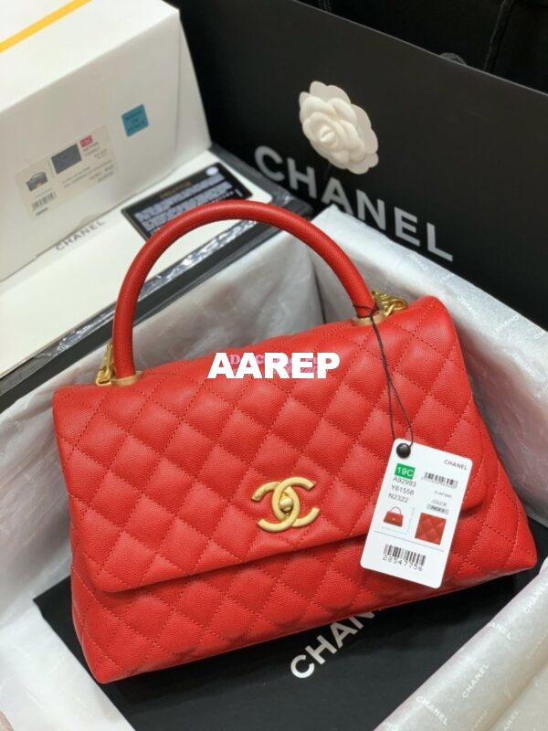 Replica Chanel Coco Grained Calfskin Flap Bag Red A92991 17
