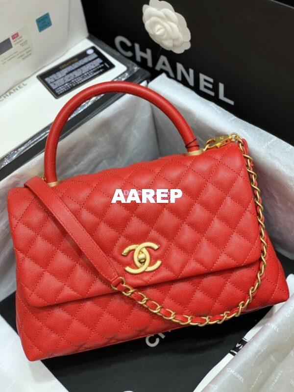 Replica Chanel Coco Grained Calfskin Flap Bag Red A92991 18