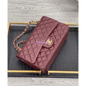 Replica Chanel Lambskin Medium-Large Classic Double Flap Bag Wine