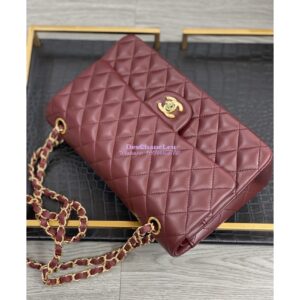 Replica Chanel Lambskin Medium-Large Classic Double Flap Bag Wine 2