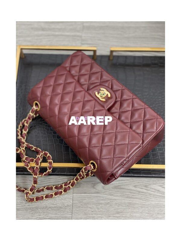 Replica Chanel Lambskin Medium-Large Classic Double Flap Bag Wine 2