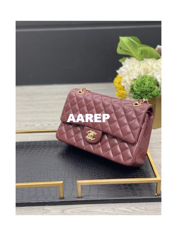Replica Chanel Lambskin Medium-Large Classic Double Flap Bag Wine 3