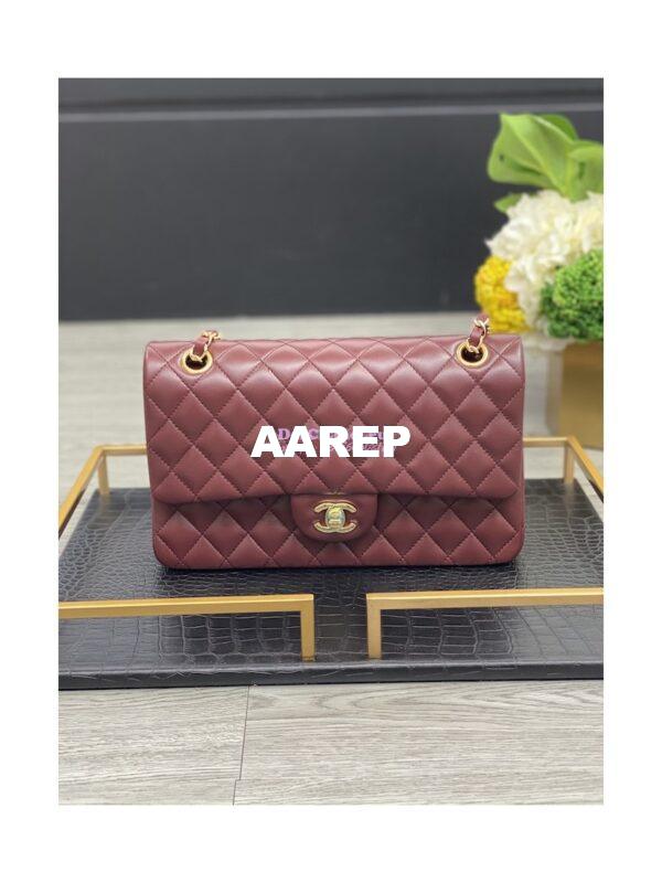 Replica Chanel Lambskin Medium-Large Classic Double Flap Bag Wine 4