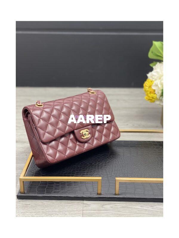 Replica Chanel Lambskin Medium-Large Classic Double Flap Bag Wine 5