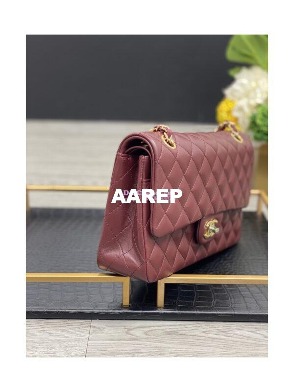 Replica Chanel Lambskin Medium-Large Classic Double Flap Bag Wine 6