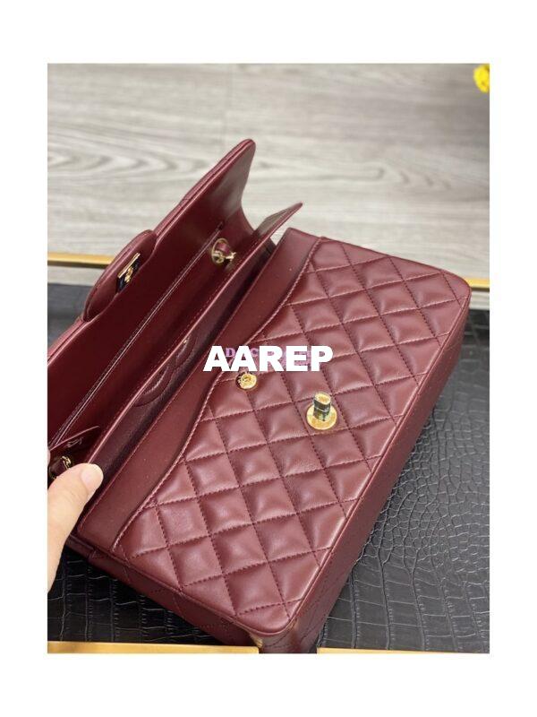 Replica Chanel Lambskin Medium-Large Classic Double Flap Bag Wine 9