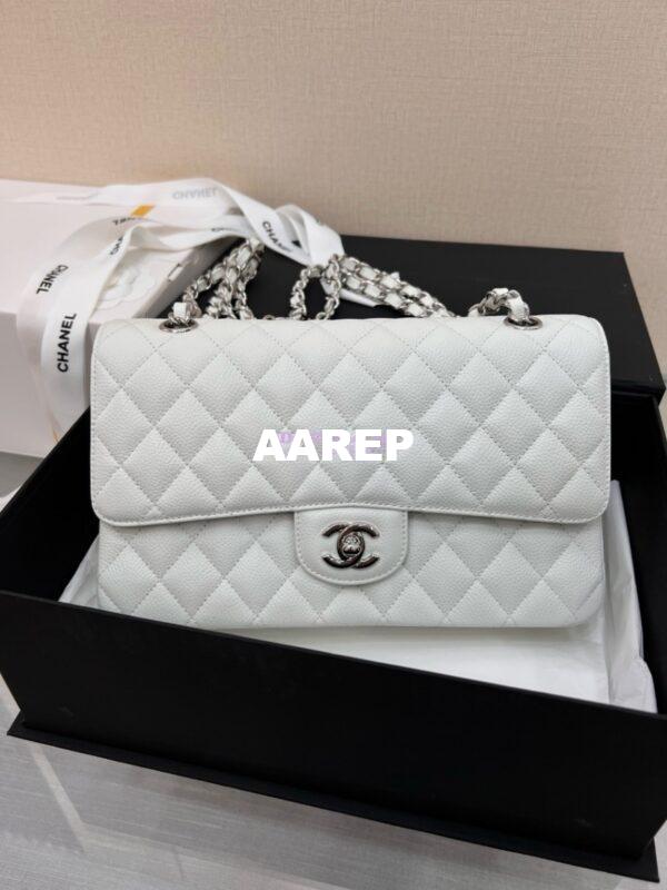 Replica Chanel Classic Flap Caviar in White Bag 3