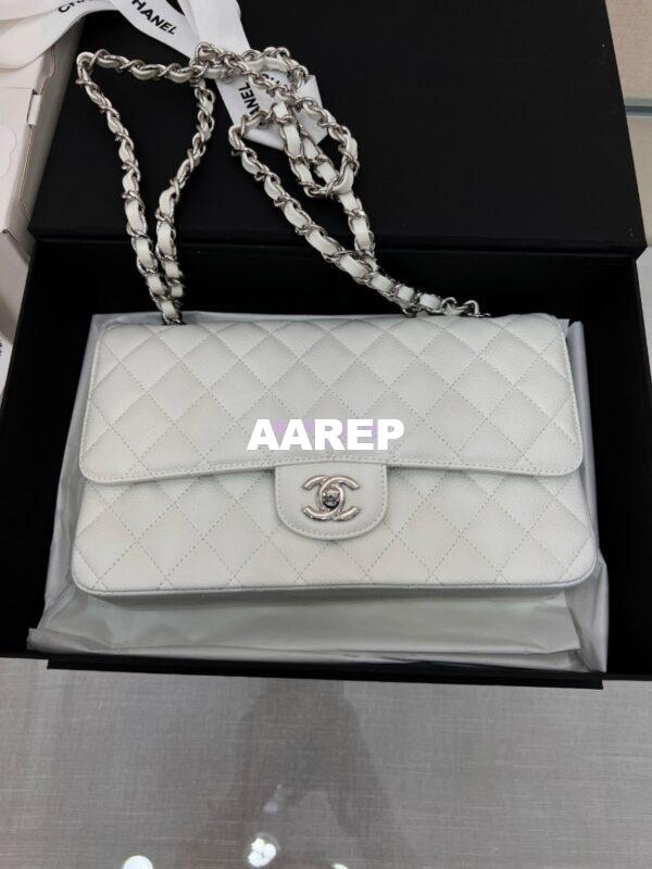 Replica Chanel Classic Flap Caviar in White Bag 4