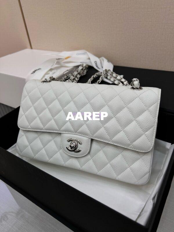 Replica Chanel Classic Flap Caviar in White Bag 5