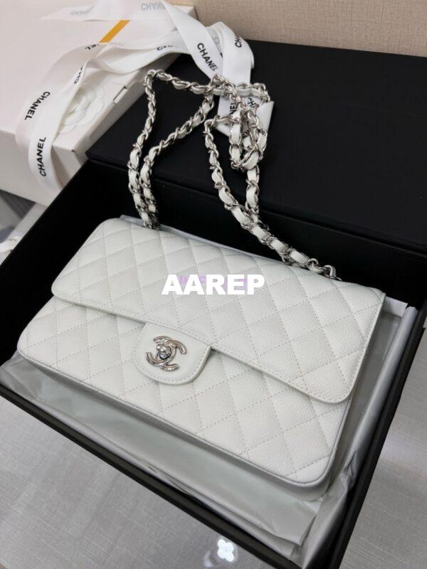 Replica Chanel Classic Flap Caviar in White Bag 6