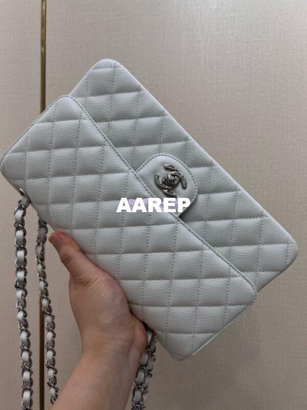 Replica Chanel Classic Flap Caviar in White Bag 8