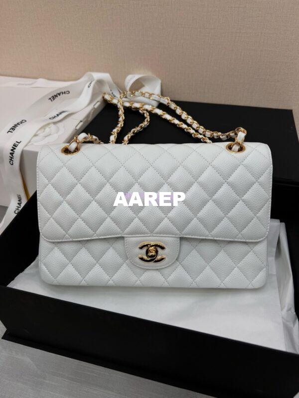 Replica Chanel Classic Flap Caviar in White Bag 16