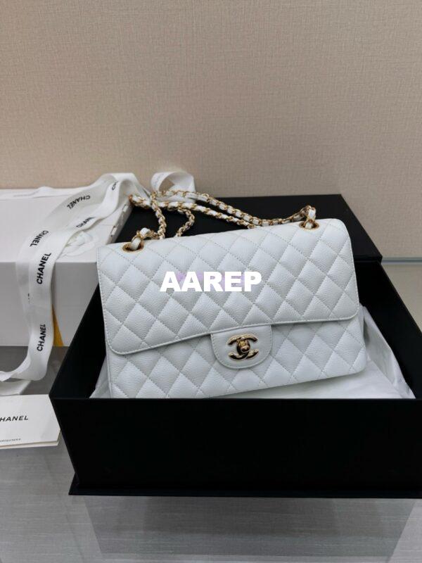 Replica Chanel Classic Flap Caviar in White Bag 17
