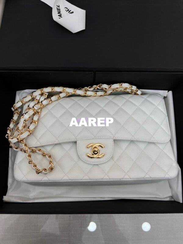 Replica Chanel Classic Flap Caviar in White Bag 19