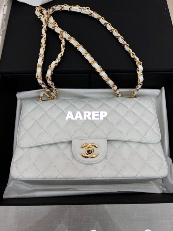 Replica Chanel Classic Flap Caviar in White Bag 20